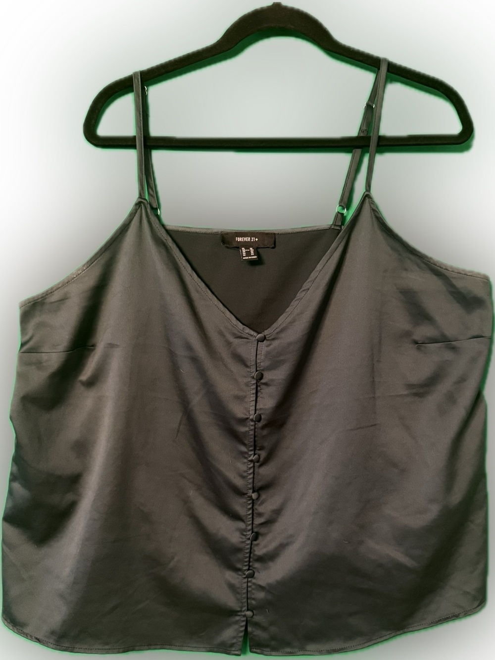 Forever 21 Green Satin Button-Down Cami